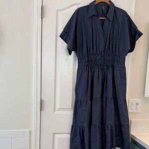 Anthropologie Deep Blue Midi Dress